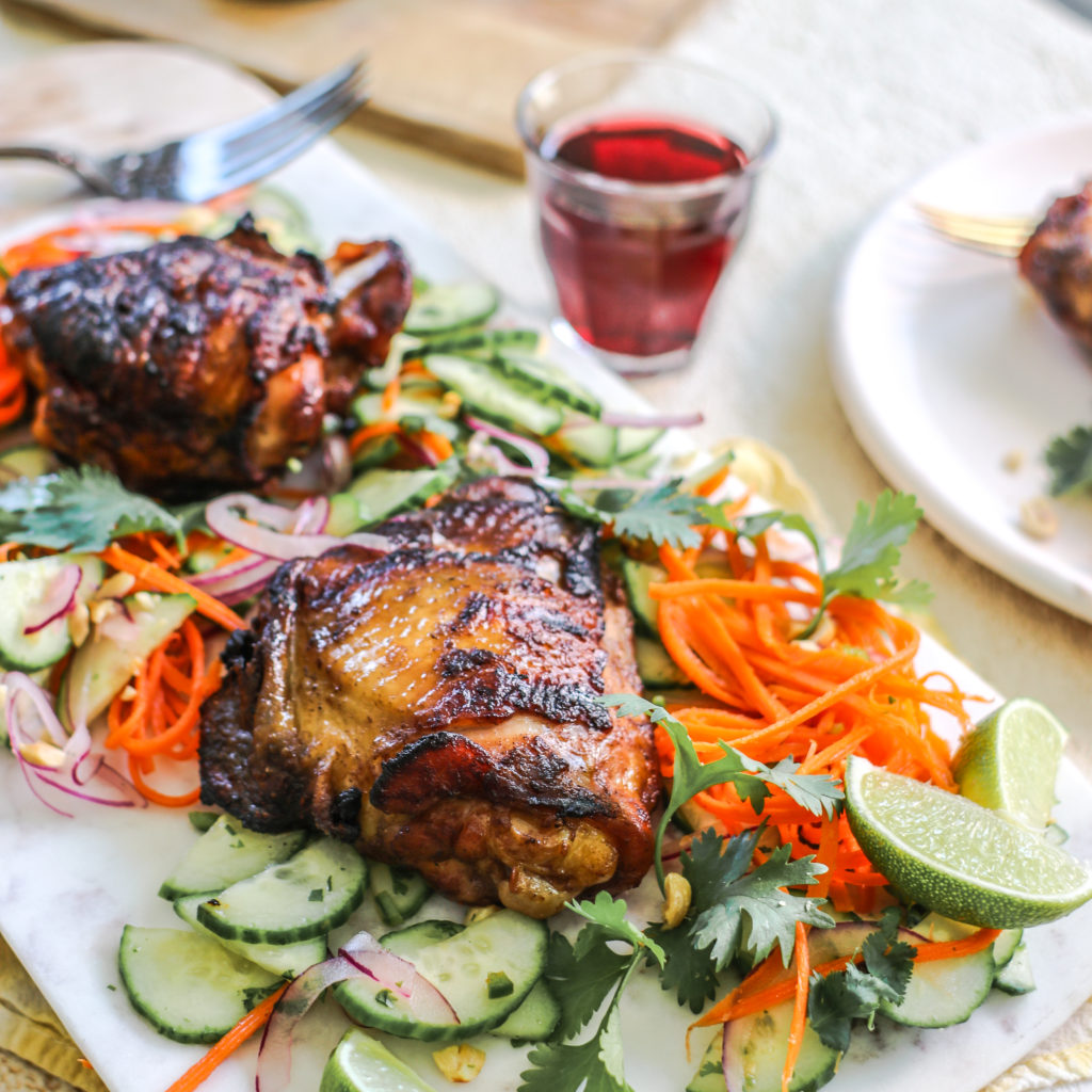 Summer Grilled Five-Spice Chicken with Cucumber Peanut Salad